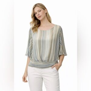 🌿 NWT! NY & Co Multi-Shade Green Striped Blouse